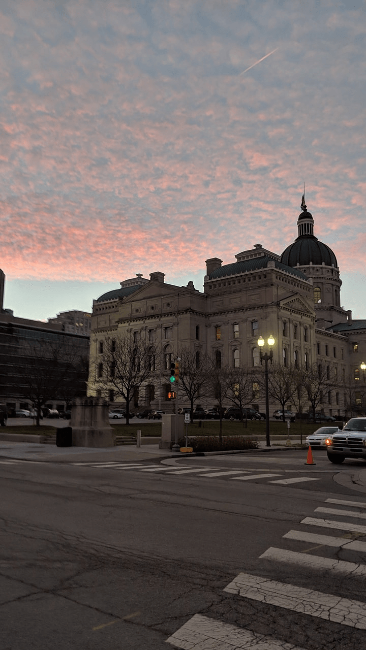 The Statehouse at sunset