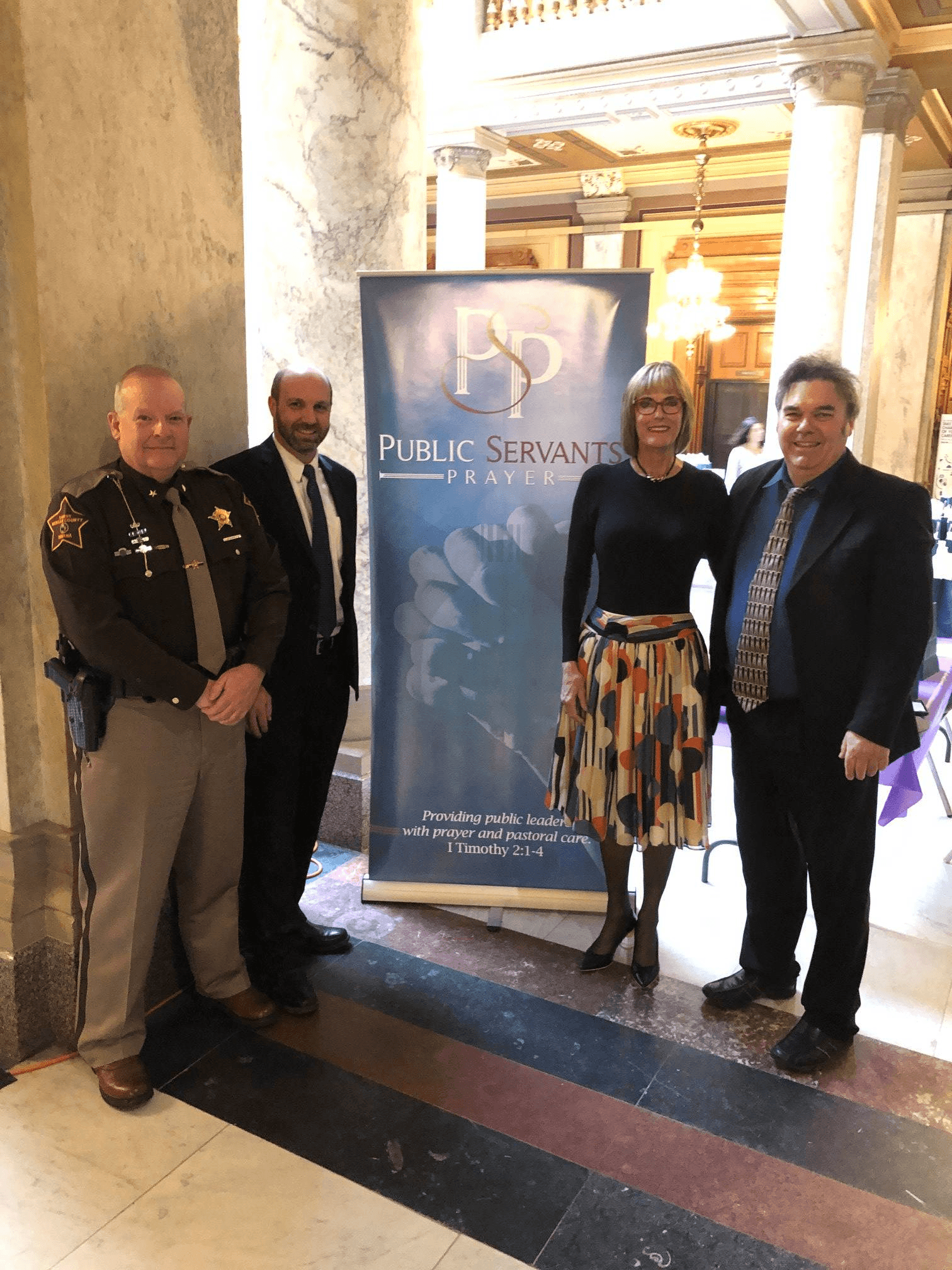 Guests with Chaplain Matt Barnes at the 2018 Women's Statehouse Day