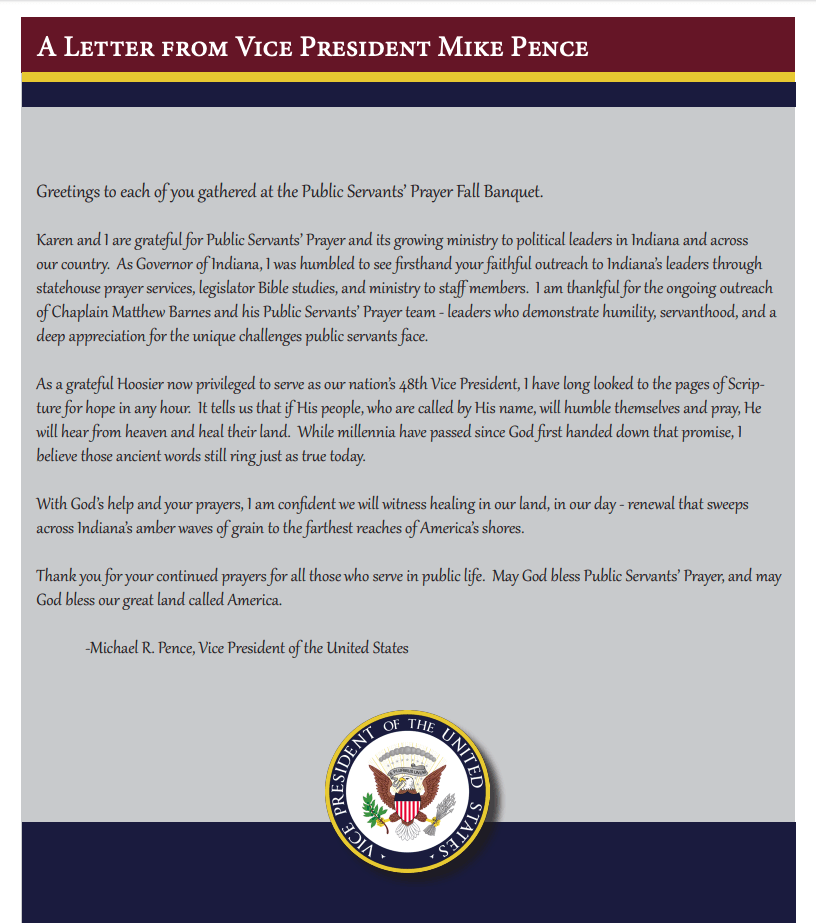 A Letter from Vice President Mike Pence