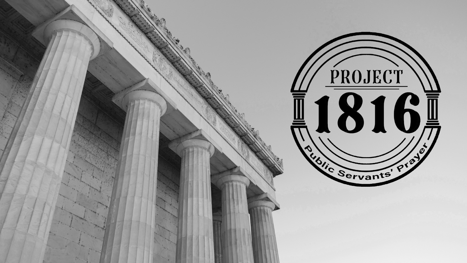 Project 1816 Logo in front of pillars