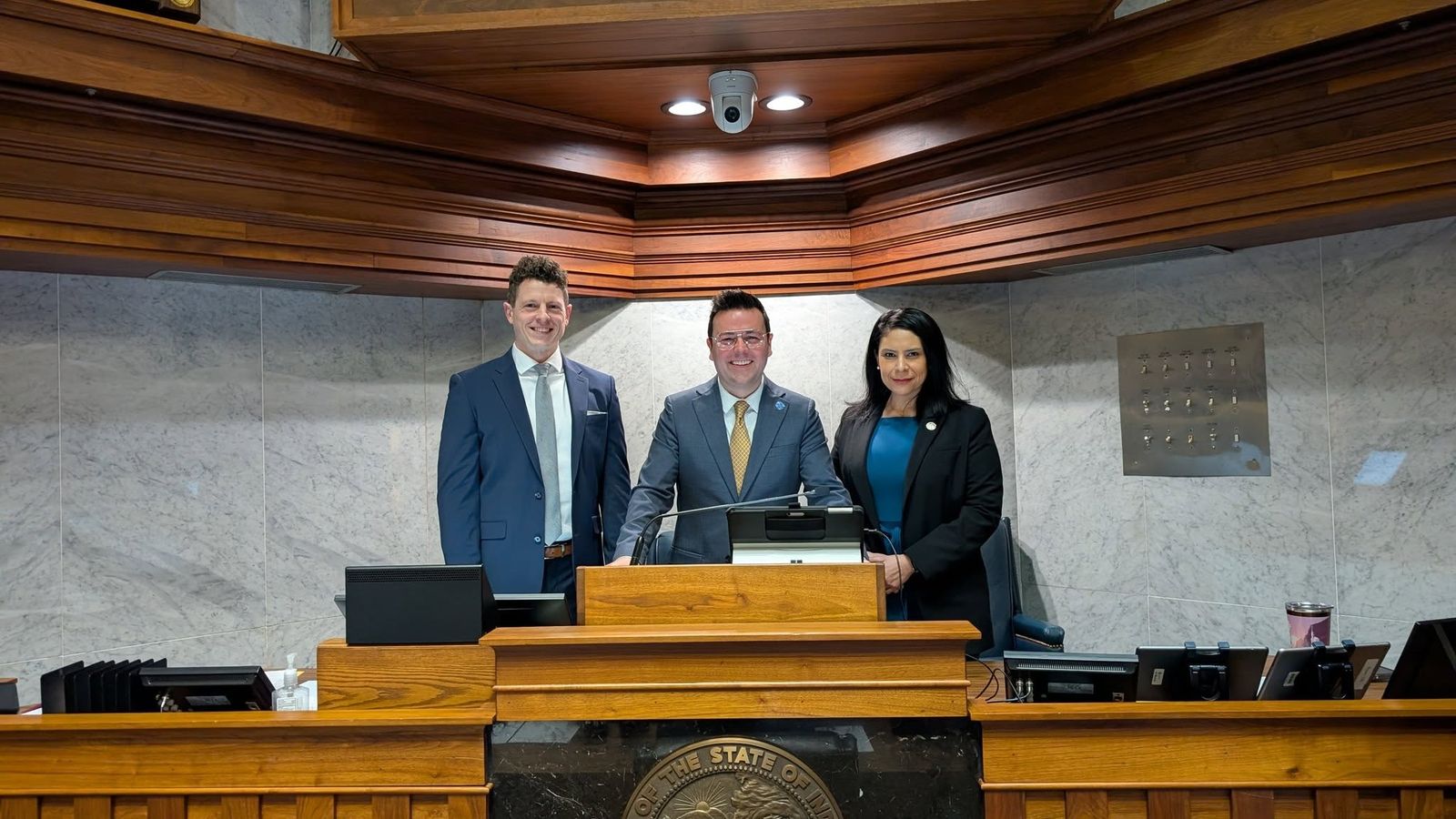 Joel Stevens, Lieutenant Governor Micah Beckwith, and Senator Cyndi Carrasco