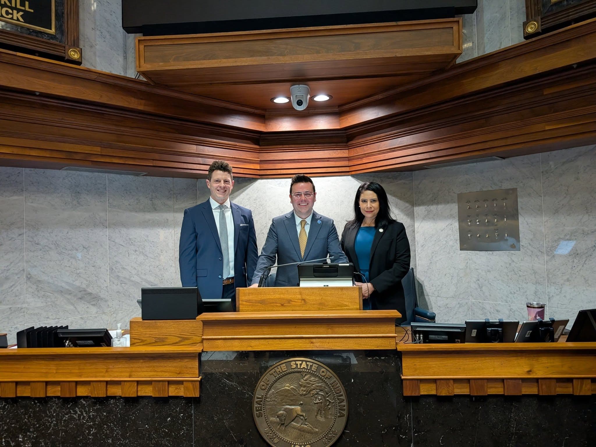 Joel Stevens, Lieutenant Governor Micah Beckwith, and Senator Cyndi Carrasco
