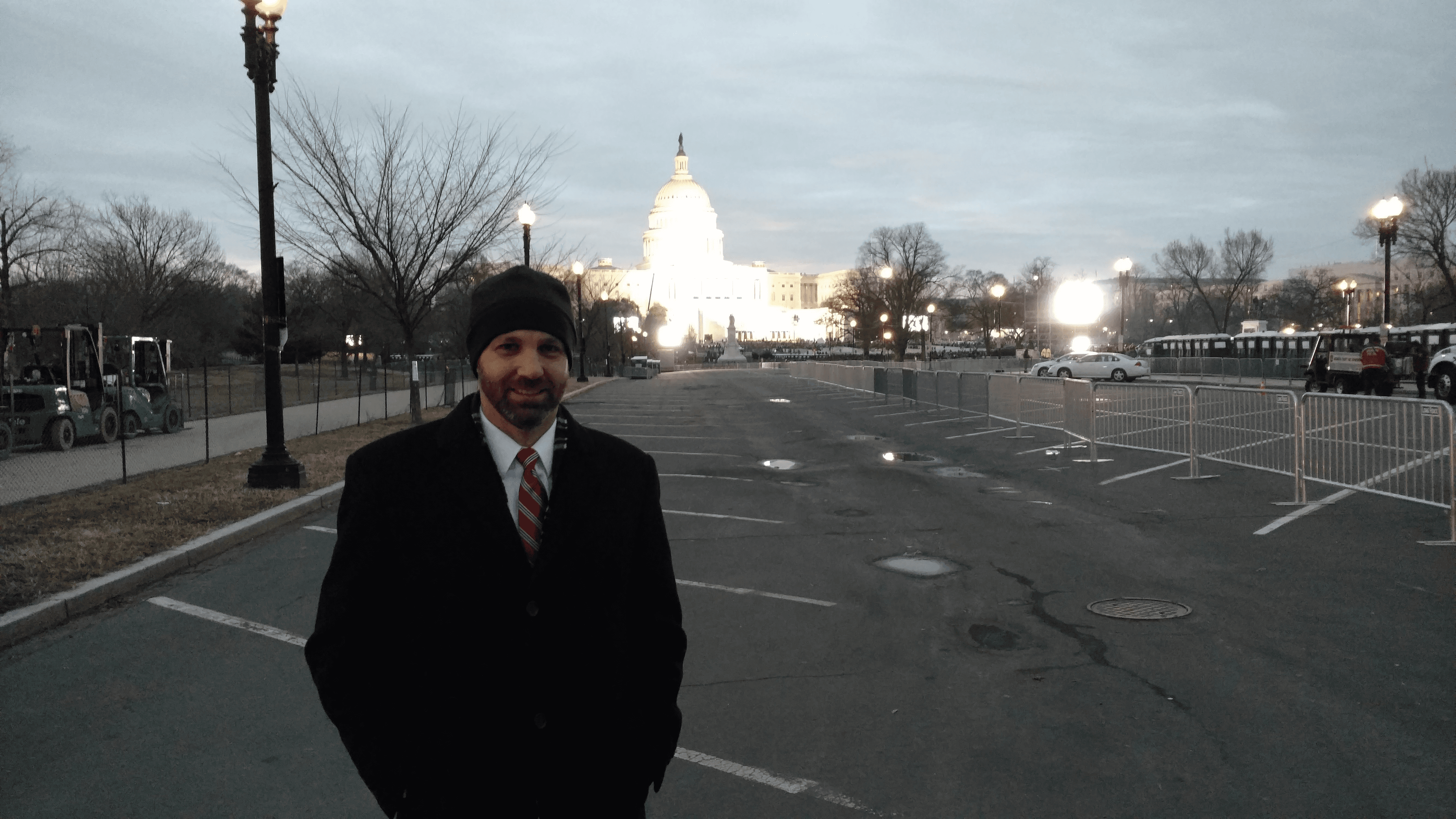 Chaplain Matthew Barnes in front of the Capitol building in D.C.