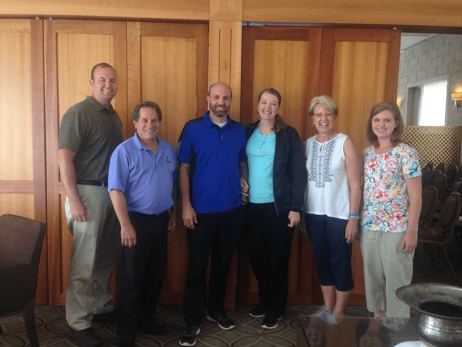 Tim Overton, a friend, Matt and Miriam Barnes, Pam Russel, and Jenny Blankenship