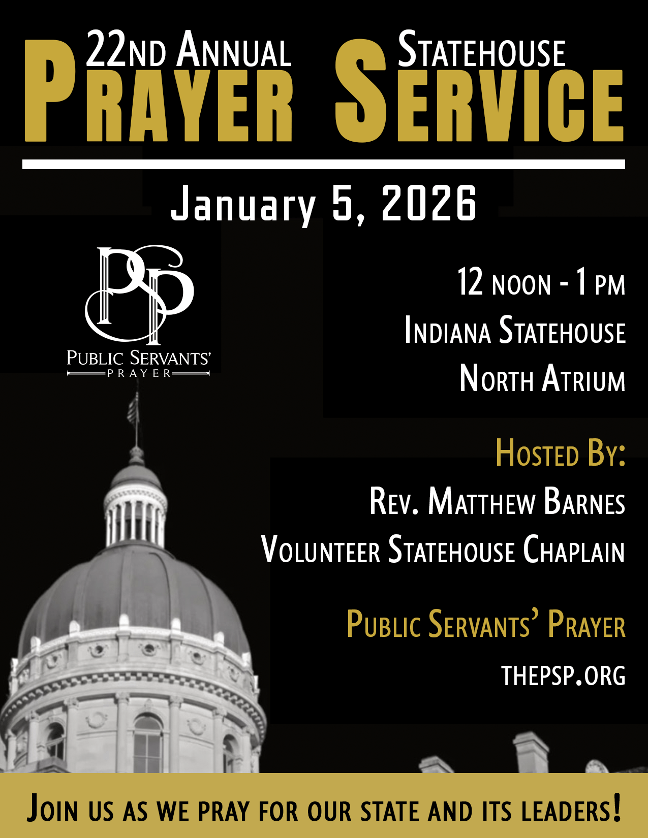 22nd Annual Statehouse Prayer Service invitation