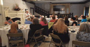 Chaplain Pam Russell speaking at a Women's Ministry Tea