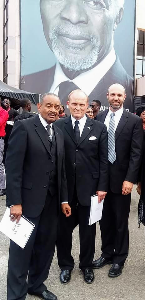 Group picture with Matthew Barnes at the funeral of former UN Secretary General Kofi Annan